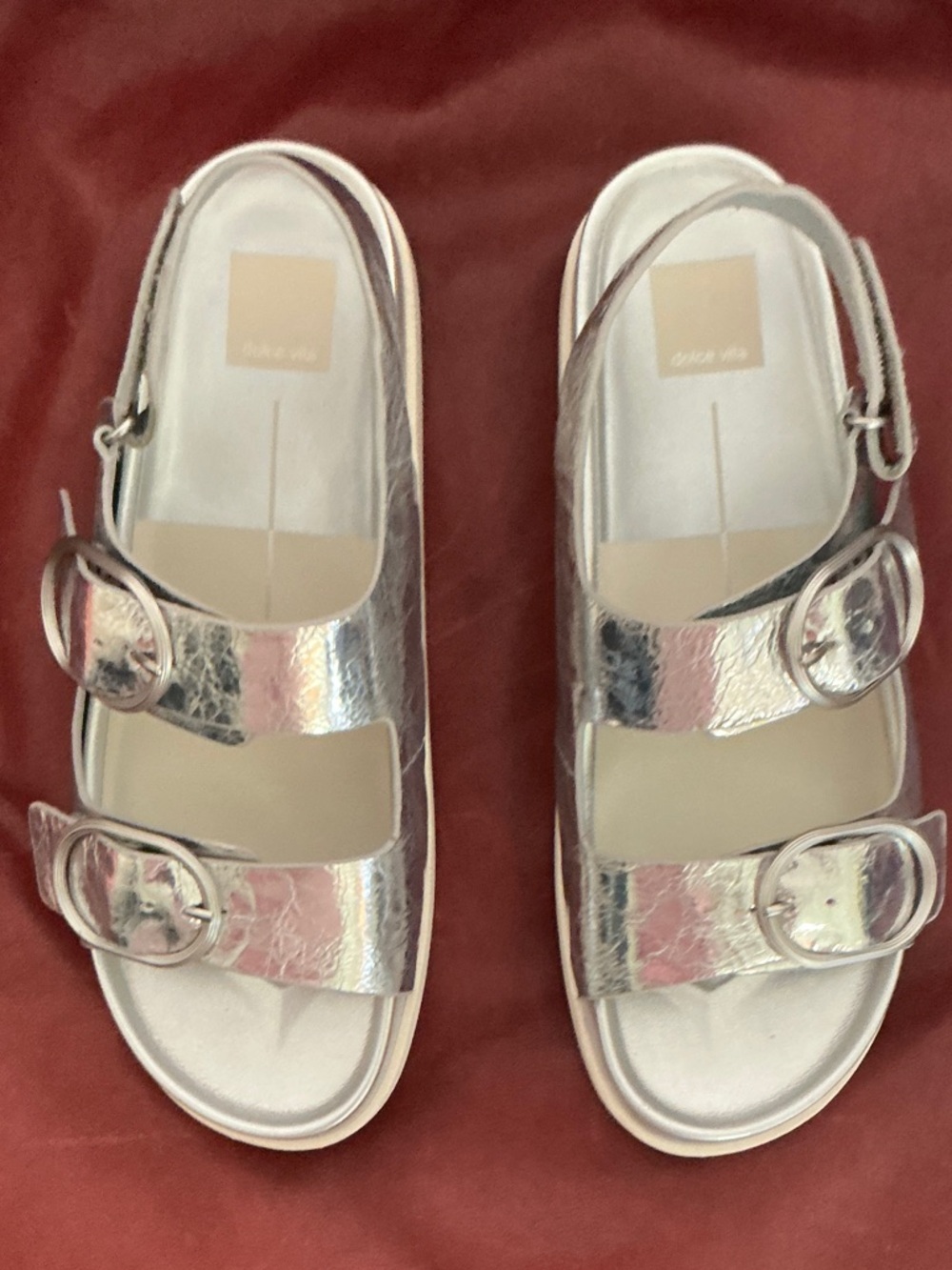 Dolce Vita Starla Silver Double Buckle Sandals